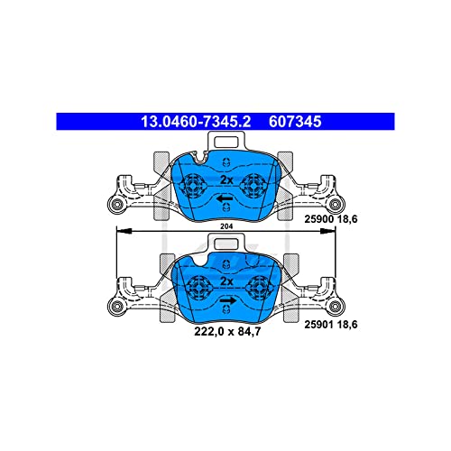 Ate Bremsklötze Bremsbeläge Bremsbelagsatz Vorderachse 13.0460-7345.2 von ATE