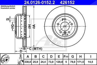 Ate 1x Bremsscheibe [Hersteller-Nr. 24.0126-0152.2] für BMW von ATE