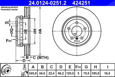 Ate 1x Bremsscheibe [Hersteller-Nr. 24.0124-0251.2] für BMW von ATE