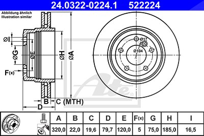 Ate 1x Bremsscheibe [Hersteller-Nr. 24.0322-0224.1] für BMW von ATE