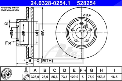 Ate 1x Bremsscheibe [Hersteller-Nr. 24.0328-0254.1] für BMW von ATE