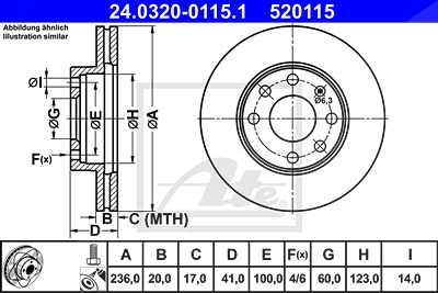 Ate Bremsscheibe [Hersteller-Nr. 24.0320-0115.1] für Chevrolet, Opel, Gm Korea von ATE