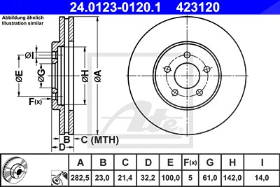 Ate 1x Bremsscheibe [Hersteller-Nr. 24.0123-0120.1] für Chrysler von ATE