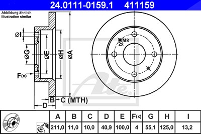 Ate Bremsscheibe [Hersteller-Nr. 24.0111-0159.1] für Daihatsu von ATE