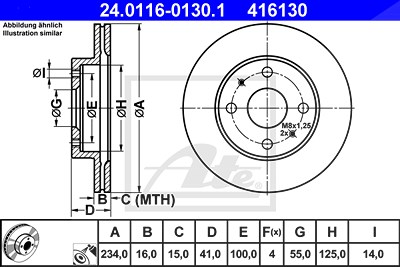 Ate Bremsscheibe [Hersteller-Nr. 24.0116-0130.1] für Daihatsu, Subaru von ATE