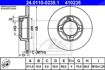 Ate Bremsscheibe [Hersteller-Nr. 24.0110-0235.1] für Daihatsu von ATE