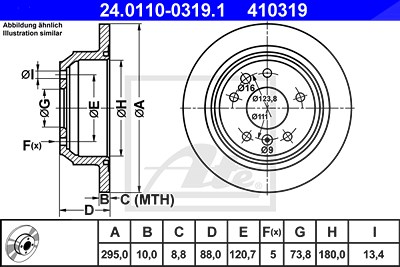 Ate Bremsscheibe [Hersteller-Nr. 24.0110-0319.1] für Jaguar von ATE