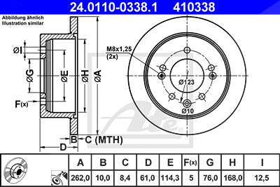 Ate Bremsscheibe [Hersteller-Nr. 24.0110-0338.1] für Hyundai von ATE