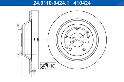 Ate Bremsscheibe [Hersteller-Nr. 24.0110-0424.1] für Ssangyong von ATE