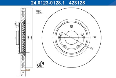 Ate Bremsscheibe [Hersteller-Nr. 24.0123-0128.1] für Ssangyong von ATE