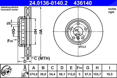 Ate 1x Bremsscheibe [Hersteller-Nr. 24.0136-0140.2] für BMW von ATE