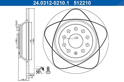 Ate Bremsscheibe [Hersteller-Nr. 24.0312-0210.1] für Audi, Seat, Skoda, VW von ATE