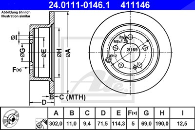 Ate Bremsscheibe [Hersteller-Nr. 24.0111-0146.1] für Hyundai von ATE