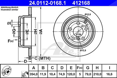 Ate 1x Bremsscheibe [Hersteller-Nr. 24.0112-0168.1] für Land Rover von ATE