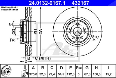 Ate 1x Bremsscheibe [Hersteller-Nr. 24.0132-0167.1] für Mercedes-Benz von ATE