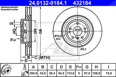 Ate 1x Bremsscheibe [Hersteller-Nr. 24.0132-0184.1] für Mercedes-Benz von ATE