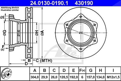 Ate 1x Bremsscheibe [Hersteller-Nr. 24.0130-0190.1] für Mercedes-Benz von ATE