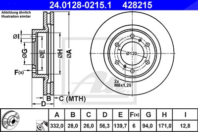 Ate 1x Bremsscheibe [Hersteller-Nr. 24.0128-0215.1] für Mitsubishi von ATE