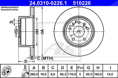 Ate Bremsscheibe [Hersteller-Nr. 24.0310-0226.1] für Opel, Saab von ATE