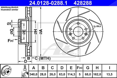 Ate 1x Bremsscheibe [Hersteller-Nr. 24.0128-0288.1] für Renault Korea von ATE