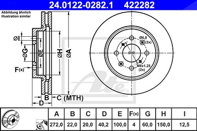 Ate Bremsscheibe [Hersteller-Nr. 24.0122-0282.1] für Suzuki von ATE