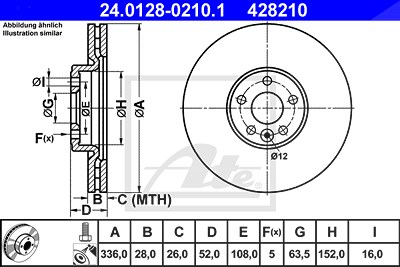 Ate 1x Bremsscheibe [Hersteller-Nr. 24.0128-0210.1] für Volvo von ATE