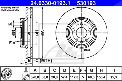 Ate 1x Bremsscheibe Vorderachse Belüftet [Hersteller-Nr. 24.0330-0193.1] für Audi von ATE