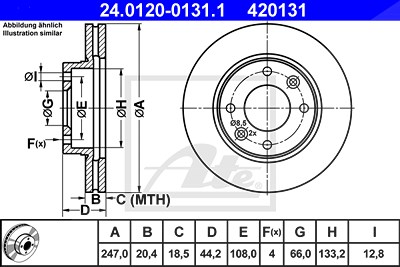 Ate Bremsscheibe Vorderachse Belüftet [Hersteller-Nr. 24.0120-0131.1] für Citroën, Peugeot von ATE