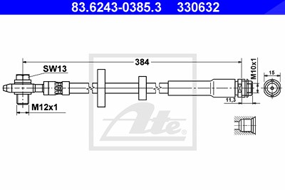 Ate Bremsschlauch [Hersteller-Nr. 83.6243-0385.3] für Audi von ATE