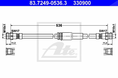 Ate Bremsschlauch [Hersteller-Nr. 83.7249-0536.3] für Audi, VW von ATE