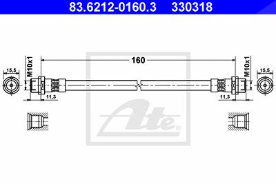 Ate Bremsschlauch [Hersteller-Nr. 83.6212-0160.3] für Audi von ATE