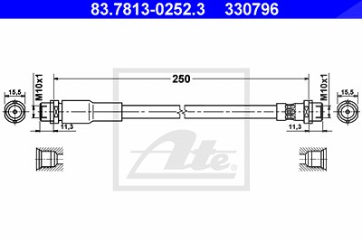 Ate Bremsschlauch [Hersteller-Nr. 83.7813-0252.3] für Audi von ATE
