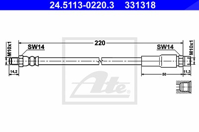 Ate Bremsschlauch [Hersteller-Nr. 24.5113-0220.3] für Audi von ATE
