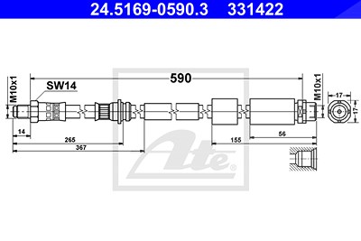 Ate Bremsschlauch [Hersteller-Nr. 24.5169-0590.3] für BMW von ATE