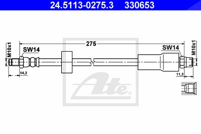 Ate Bremsschlauch [Hersteller-Nr. 24.5113-0275.3] für BMW von ATE