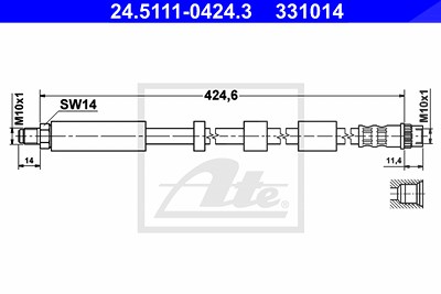 Ate Bremsschlauch [Hersteller-Nr. 24.5111-0424.3] für Citroën, Peugeot von ATE