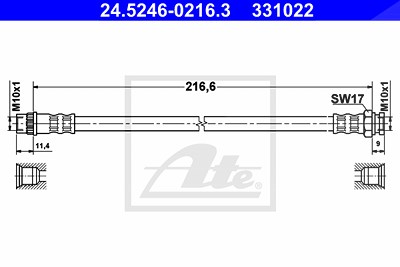 Ate Bremsschlauch [Hersteller-Nr. 24.5246-0216.3] für Citroën, Ds, Peugeot von ATE