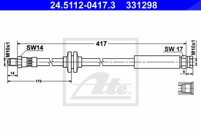 Ate Bremsschlauch [Hersteller-Nr. 24.5112-0417.3] für Citroën, Fiat, Peugeot von ATE