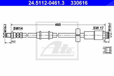 Ate Bremsschlauch [Hersteller-Nr. 24.5112-0461.3] für Citroën, Fiat, Peugeot von ATE