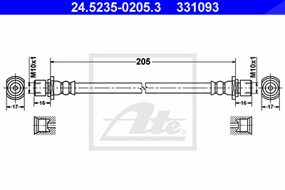 Ate Bremsschlauch [Hersteller-Nr. 24.5235-0205.3] für Daihatsu, Subaru von ATE