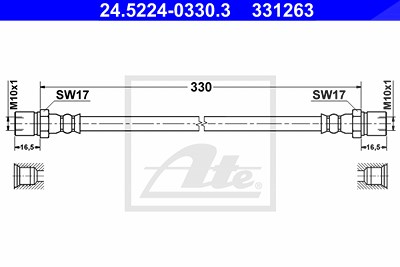 Ate Bremsschlauch [Hersteller-Nr. 24.5224-0330.3] für Ferrari von ATE