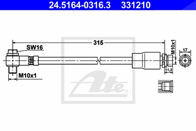 Ate Bremsschlauch [Hersteller-Nr. 24.5164-0316.3] für Ford von ATE