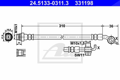 Ate Bremsschlauch [Hersteller-Nr. 24.5133-0311.3] für Ford, Volvo von ATE