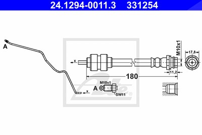 Ate Bremsschlauch [Hersteller-Nr. 24.1294-0011.3] für Ford von ATE