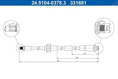 Ate Bremsschlauch [Hersteller-Nr. 24.5104-0378.3] für Abarth, Fiat, Lancia von ATE