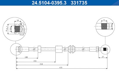 Ate Bremsschlauch [Hersteller-Nr. 24.5104-0395.3] für Ford von ATE