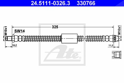 Ate Bremsschlauch [Hersteller-Nr. 24.5111-0326.3] für Nissan, Opel, Renault von ATE