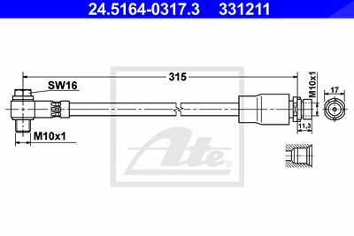 Ate Bremsschlauch [Hersteller-Nr. 24.5164-0317.3] für Ford von ATE