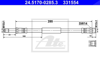 Ate Bremsschlauch [Hersteller-Nr. 24.5170-0285.3] für BMW, Porsche von ATE