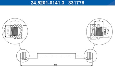 Ate Bremsschlauch [Hersteller-Nr. 24.5201-0141.3] für Audi, Seat, Skoda, VW von ATE